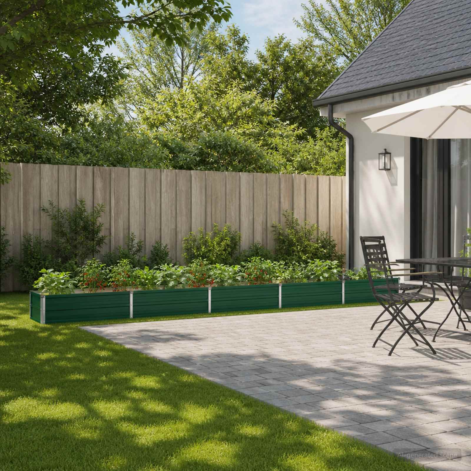 vidaXL Υψωμένο Κρεβάτι Κήπου Πράσινο 400 x 40 x 24 εκ.