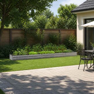 vidaXL Υψωμένο Κρεβάτι Κήπου Ασημί 400 x 40 x 24 εκ. γαλβανισμένο