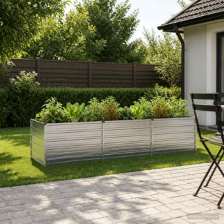 vidaXL Υψωμένο Κρεβάτι Κήπου Ασημί 240 x 80 x 55 εκ. γαλβανισμένο