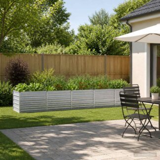 vidaXL Υψωμένο Κρεβάτι Κήπου Ασημί 400 x 80 x 55 εκ. γαλβανισμένο
