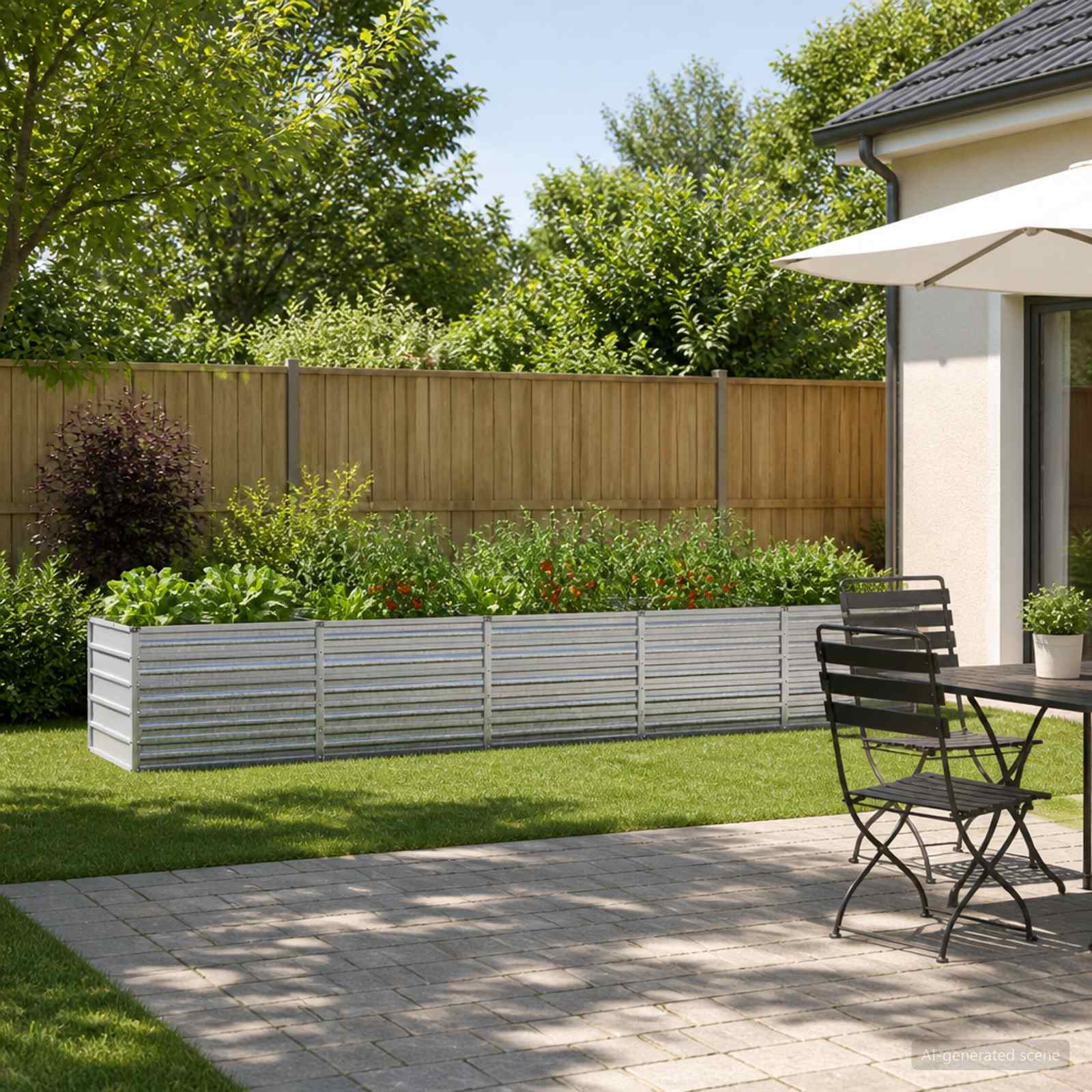 vidaXL Υψωμένο Κρεβάτι Κήπου Ασημί 400 x 80 x 55 εκ. γαλβανισμένο
