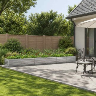 vidaXL Υψωμένο Κρεβάτι Κήπου Ασημί 600 x 80 x 55 εκ. γαλβανισμένο