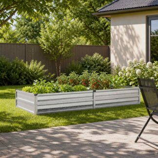 vidaXL Υψωμένο Κρεβάτι Κήπου Ασημί 160 x 80 x 24 εκ. γαλβανισμένο