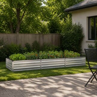 vidaXL Υψωμένο Κρεβάτι Κήπου Ασημί 240 x 80 x 24 εκ. γαλβανισμένο