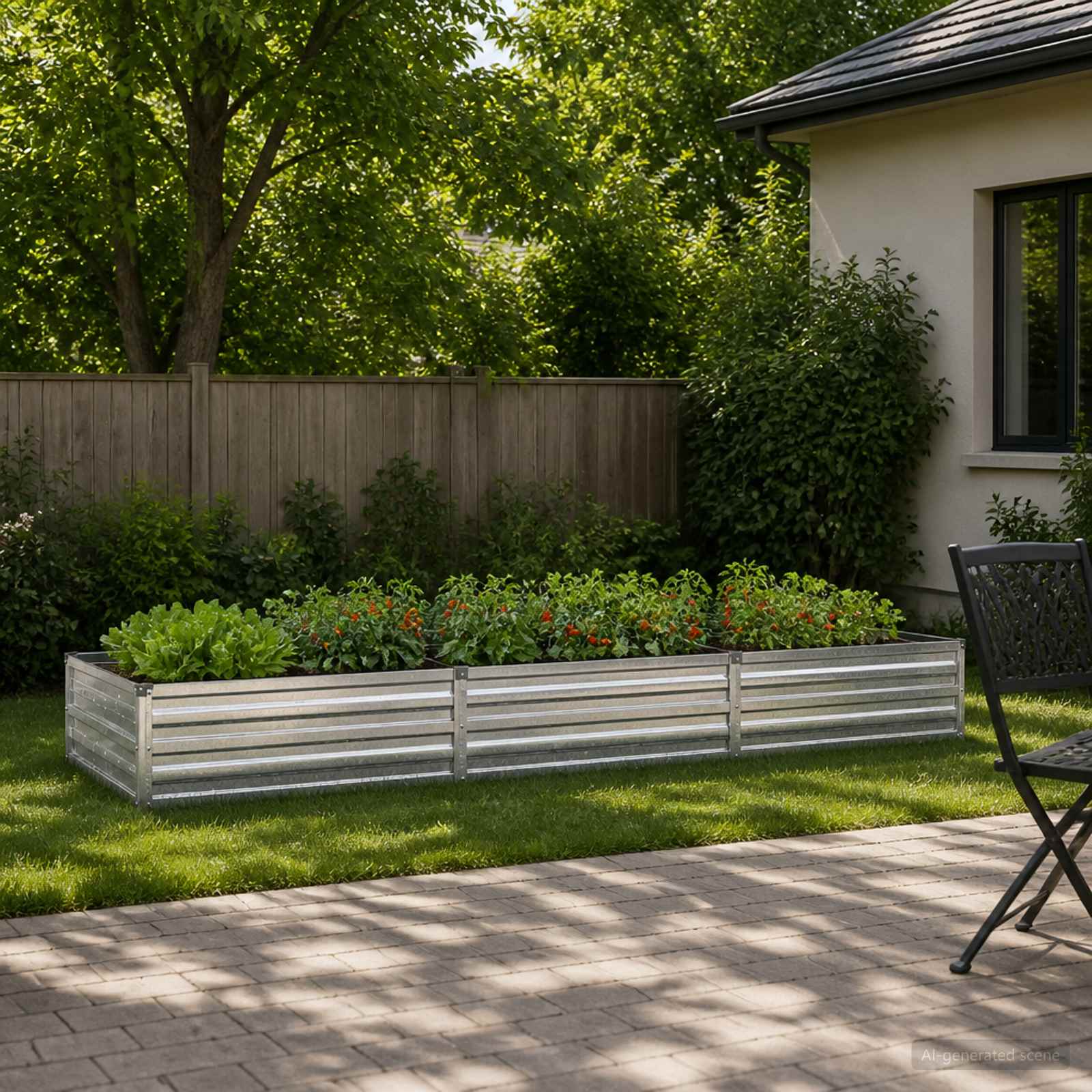 vidaXL Υψωμένο Κρεβάτι Κήπου Ασημί 240 x 80 x 24 εκ. γαλβανισμένο