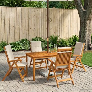 vidaXL 5-Piece Garden Dining Set Φυσικό Στερεό Ξύλο Ακακίας