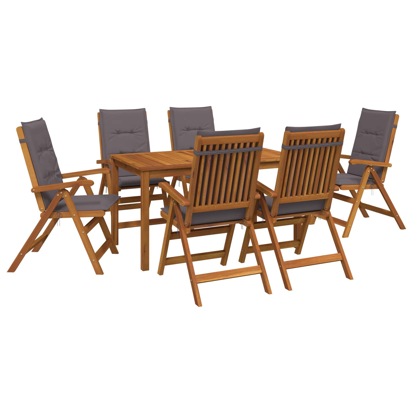 vidaXL 7-Piece Garden Dining Set Φυσικό Στερεό Ξύλο Ακακίας - Image 2