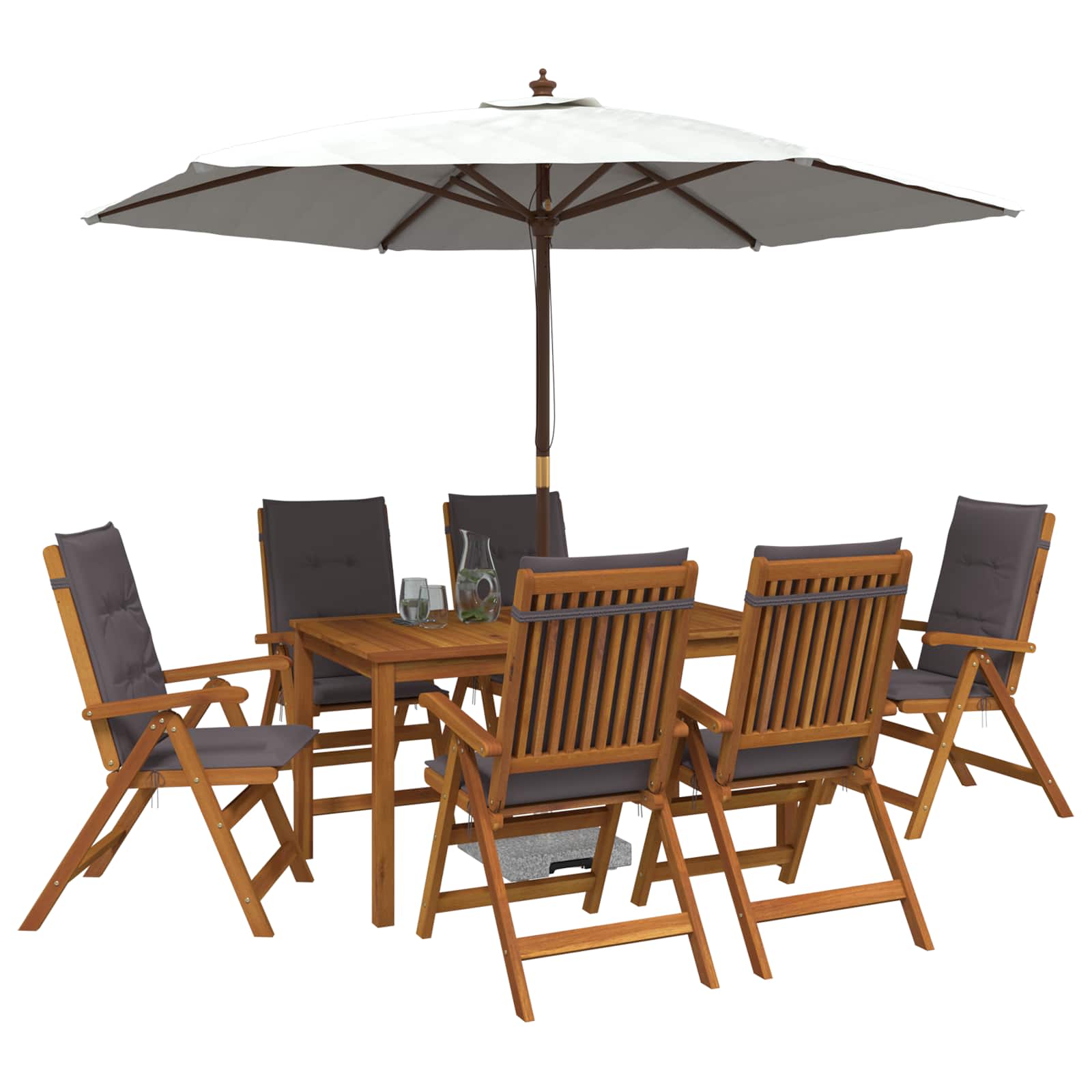 vidaXL 7-Piece Garden Dining Set Φυσικό Στερεό Ξύλο Ακακίας - Image 3