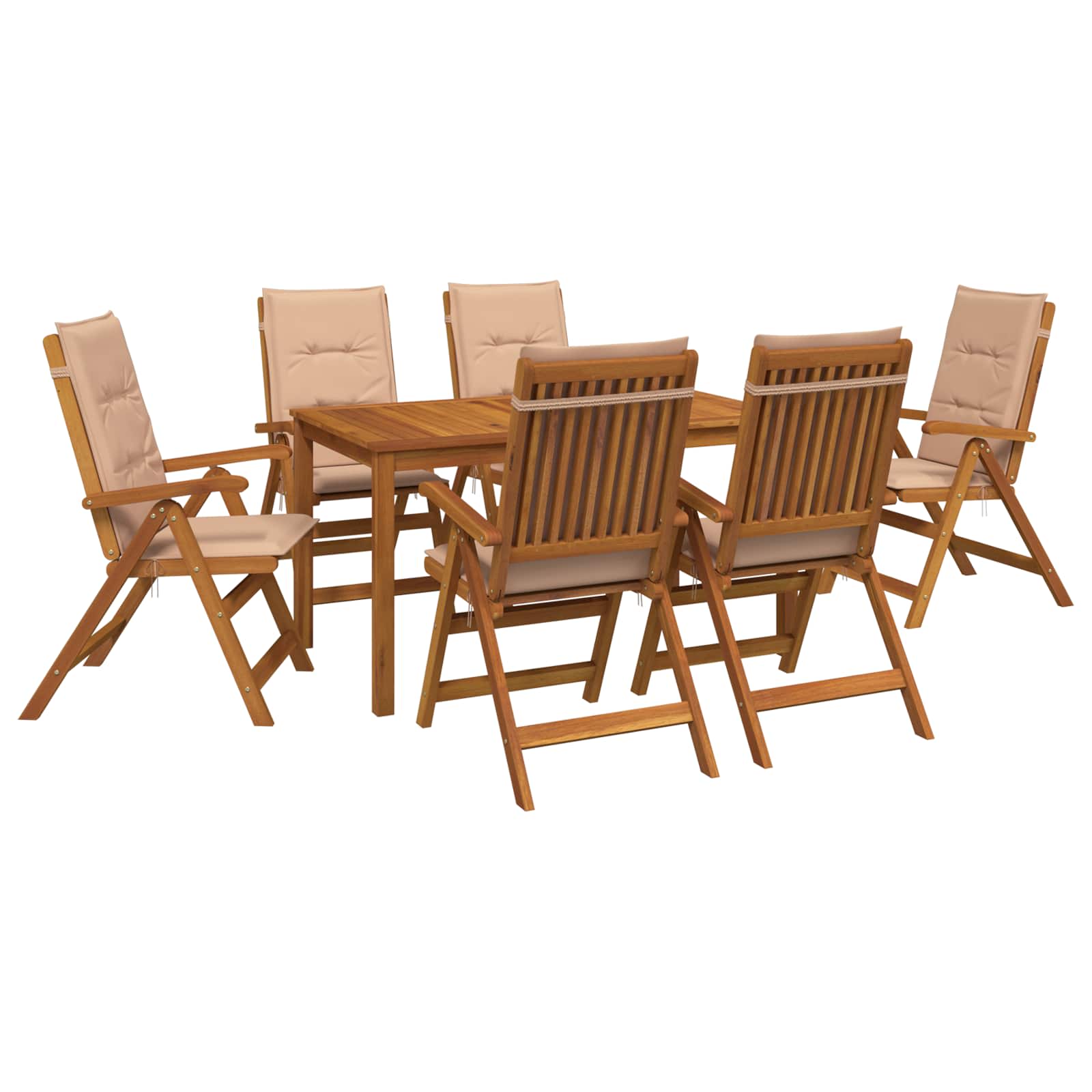 vidaXL 7-Piece Garden Dining Set Φυσικό Στερεό Ξύλο Ακακίας - Image 2