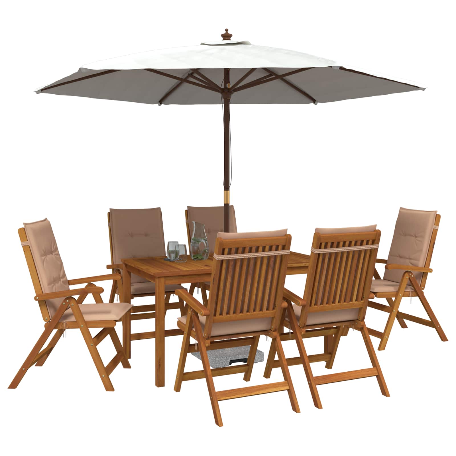 vidaXL 7-Piece Garden Dining Set Φυσικό Στερεό Ξύλο Ακακίας - Image 3