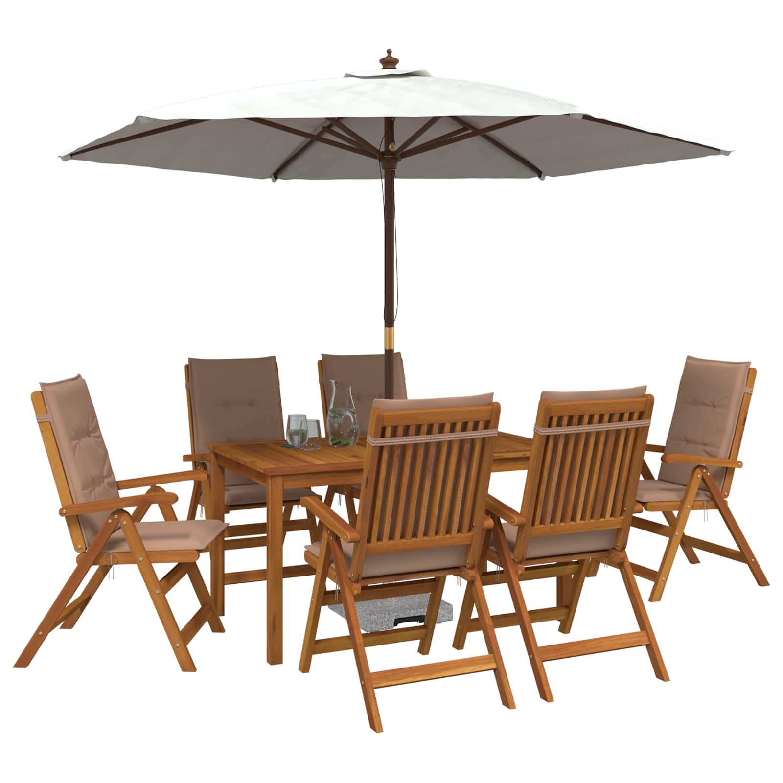 vidaXL 7-Piece Garden Dining Set Φυσικό Στερεό Ξύλο Ακακίας - Image 3