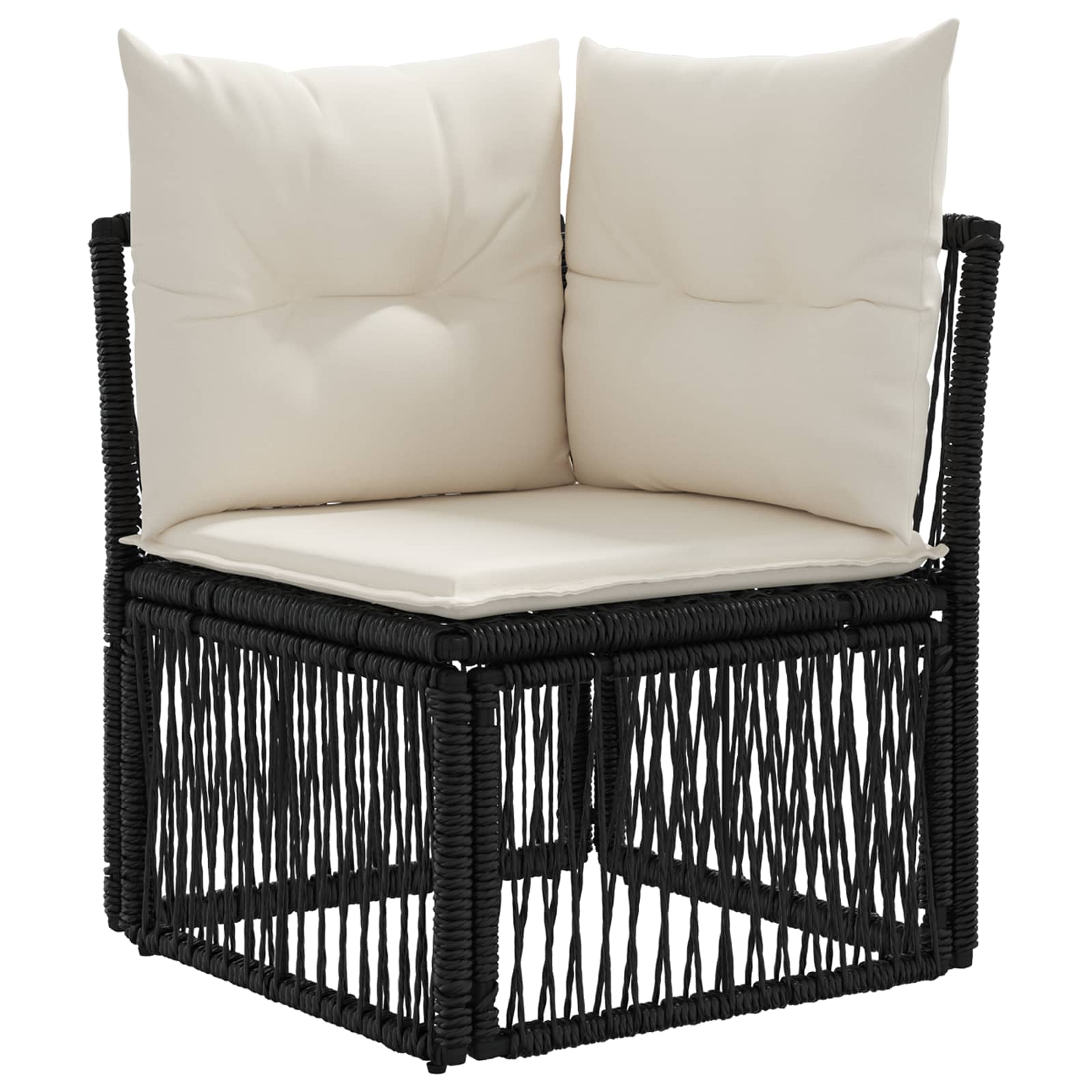 vidaXL Σετ Καναπέ Κήπου 9 τμχ. Μαύρο και Κρεμ Λευκό συνθετικό ρατάν - Image 3