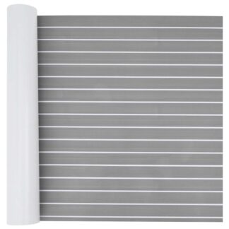 vidaXL Ματ Σκάφους Ριγέ Ανοιχτό Γκρι και Λευκό 240 x 90 εκ EVA