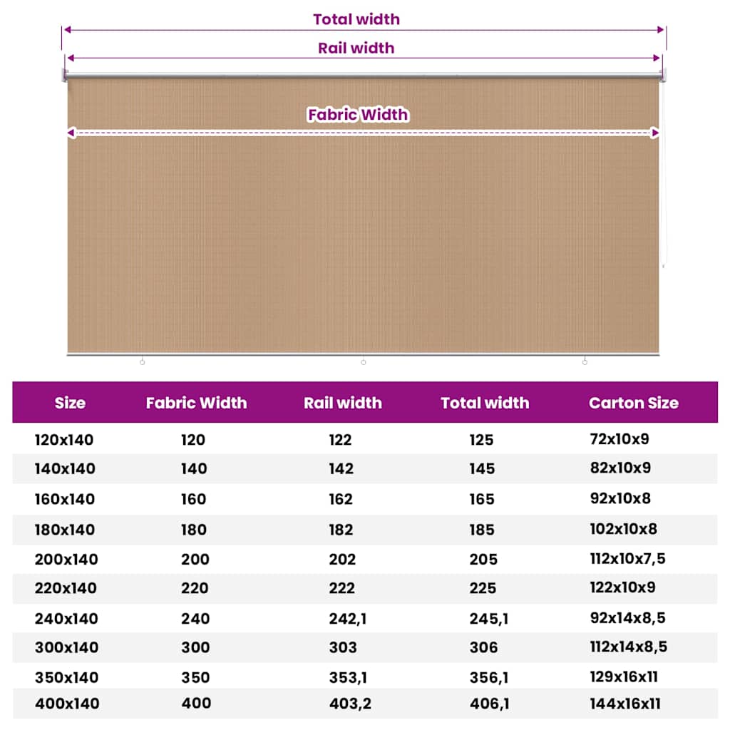 vidaXL Στόρι Σκίασης Ρόλερ Εξωτερικού Χώρου 355(Π) x 140(Υ) εκ. Μπεζ - Image 12