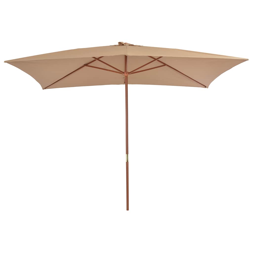 vidaXL Ομπρέλα Κήπου Χρώμα Taupe 200 x 300 εκ. με Ξύλινο Ιστό - Image 2