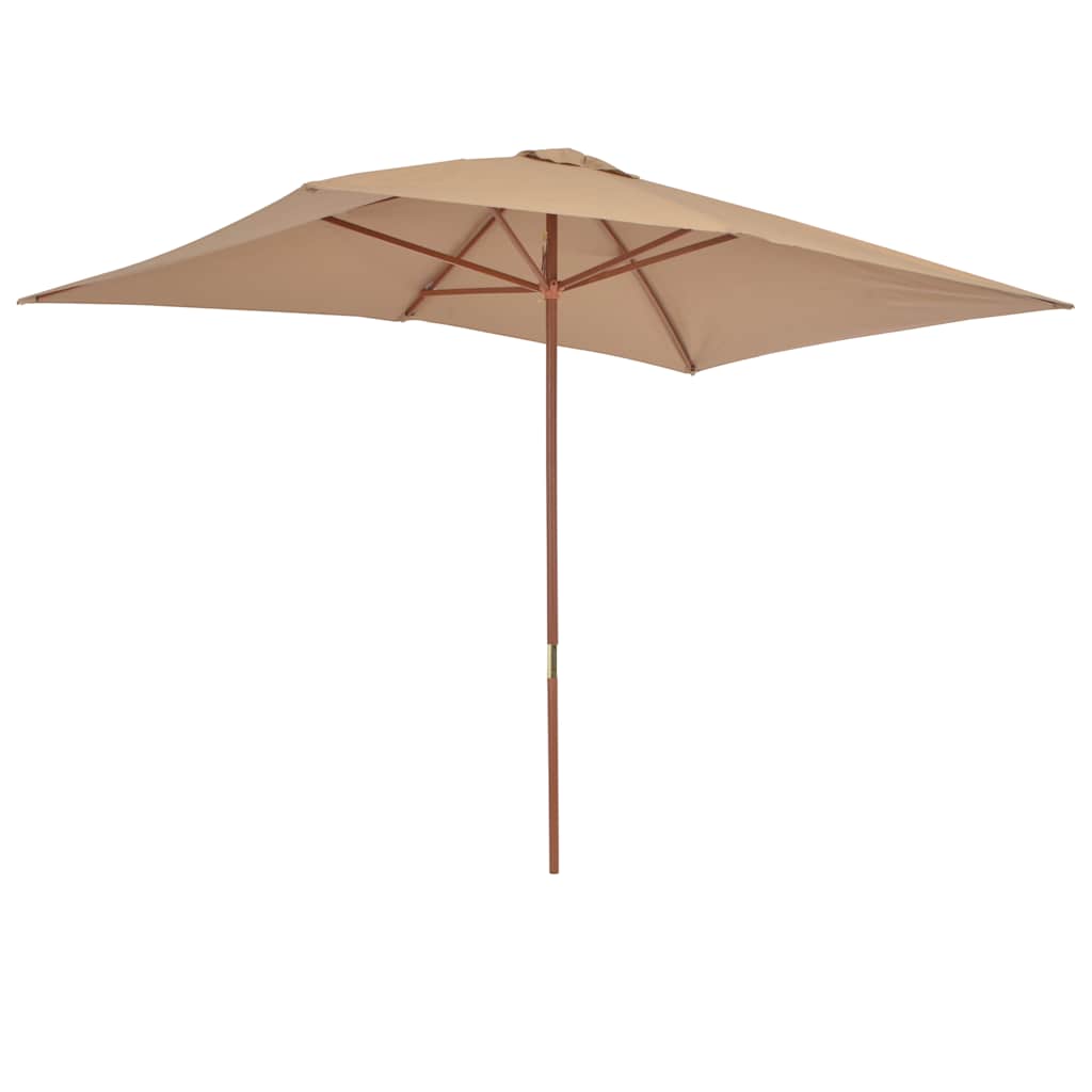 vidaXL Ομπρέλα Κήπου Χρώμα Taupe 200 x 300 εκ. με Ξύλινο Ιστό - Image 4