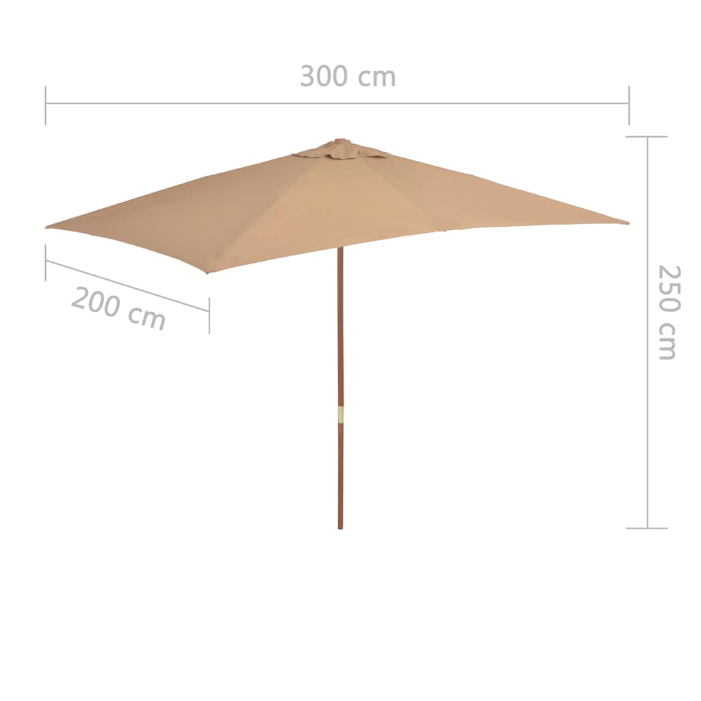 vidaXL Ομπρέλα Κήπου Χρώμα Taupe 200 x 300 εκ. με Ξύλινο Ιστό - Image 7