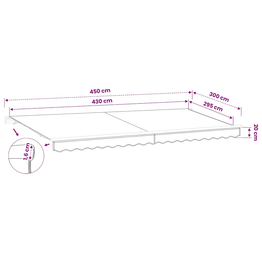 vidaXL Ανταλλακτικό Ύφασμα Τέντας Γκρι 450x300 εκ. Πολυεστέρας - Image 14