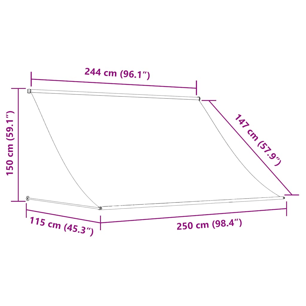 vidaXL Τέντα Συρόμενη Ανθρακί 250 x 150 εκ. - Image 8