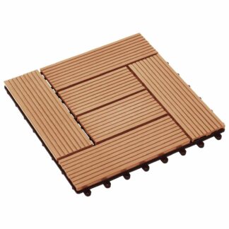 vidaXL Πλάκα Κατασκευής 11 τμχ. Ξύλο teak 30 x 30 cm WPC