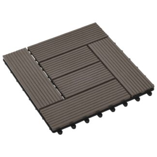 vidaXL Πλάκα Κατασκευής 11 τμχ. Σκούρο Καφέ 30 x 30 cm WPC