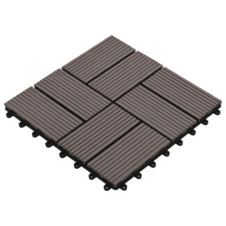 vidaXL Πλάκα Κατασκευής 11 τμχ. Σκούρο Καφέ 30 x 30 cm WPC