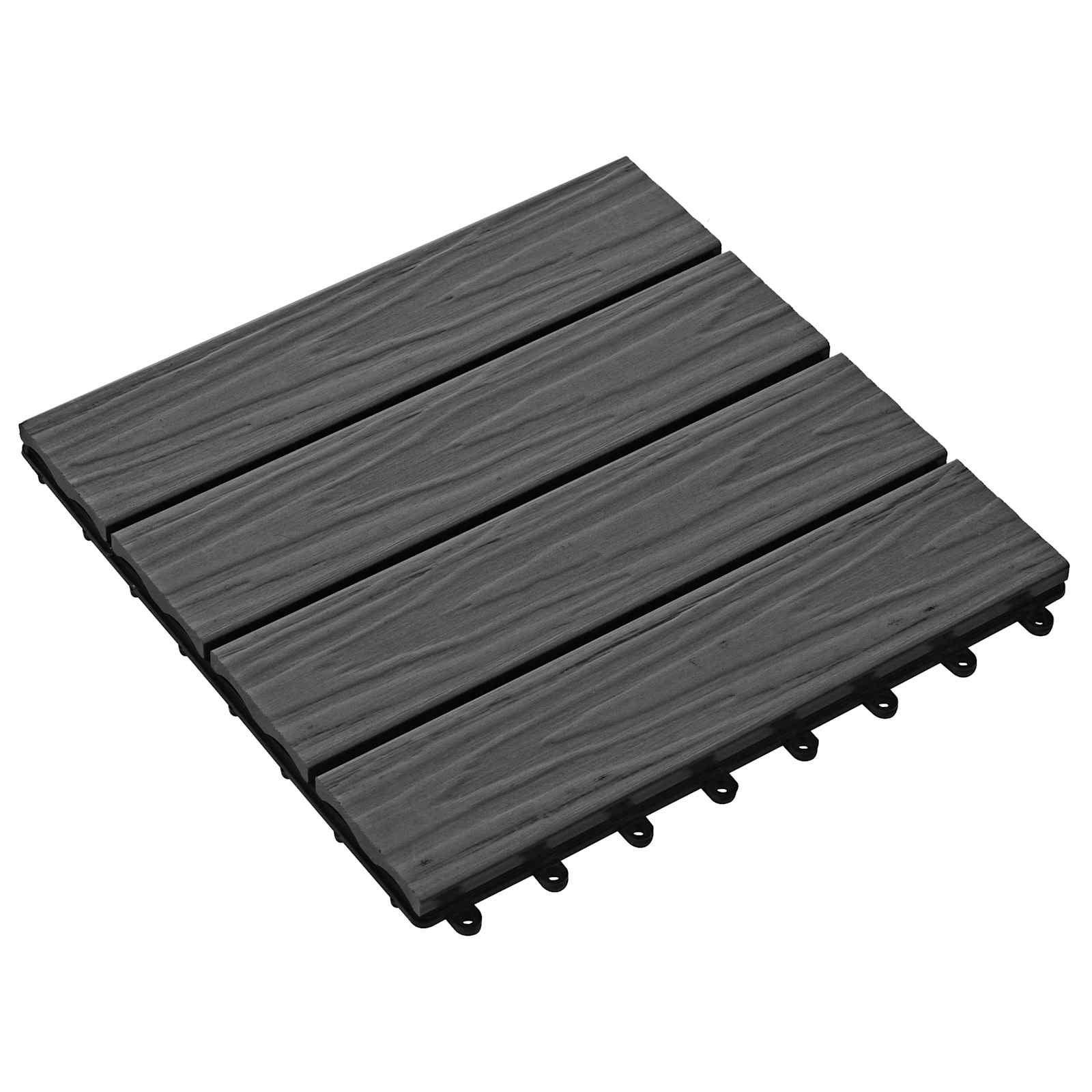 vidaXL Πλάκα Κατασκευής 3D Σχεδίαση 11 τεμ. Μαύρο 30 x 30 cm WPC - Image 2