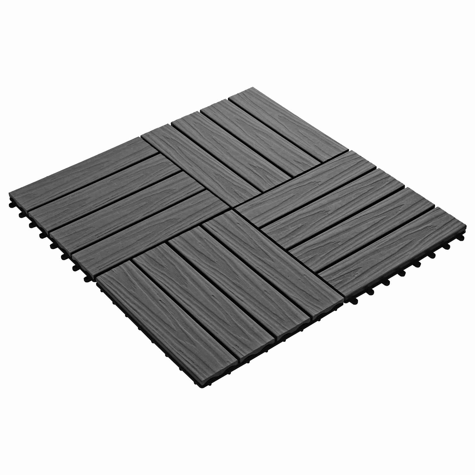 vidaXL Πλάκα Κατασκευής 3D Σχεδίαση 11 τεμ. Μαύρο 30 x 30 cm WPC - Image 3