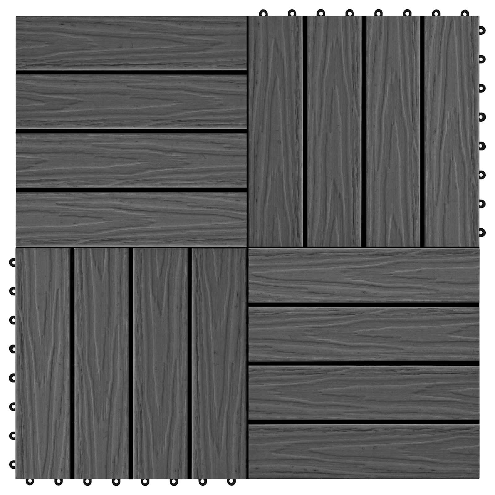 vidaXL Πλάκα Κατασκευής 3D Σχεδίαση 11 τεμ. Μαύρο 30 x 30 cm WPC - Image 5