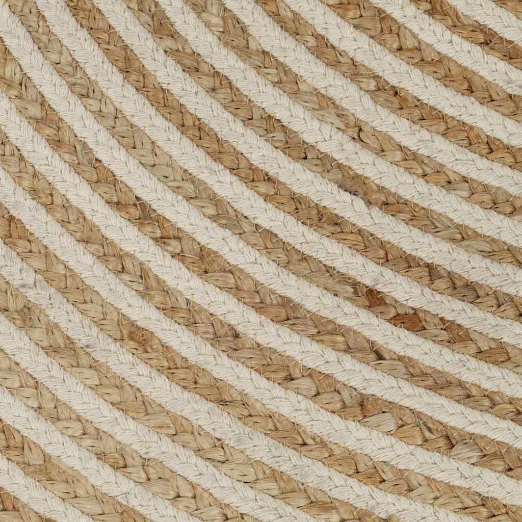 vidaXL Χαλί Χειροποίητο με Λευκό Σπιράλ Σχέδιο 150 εκ. από Γιούτα - Image 5
