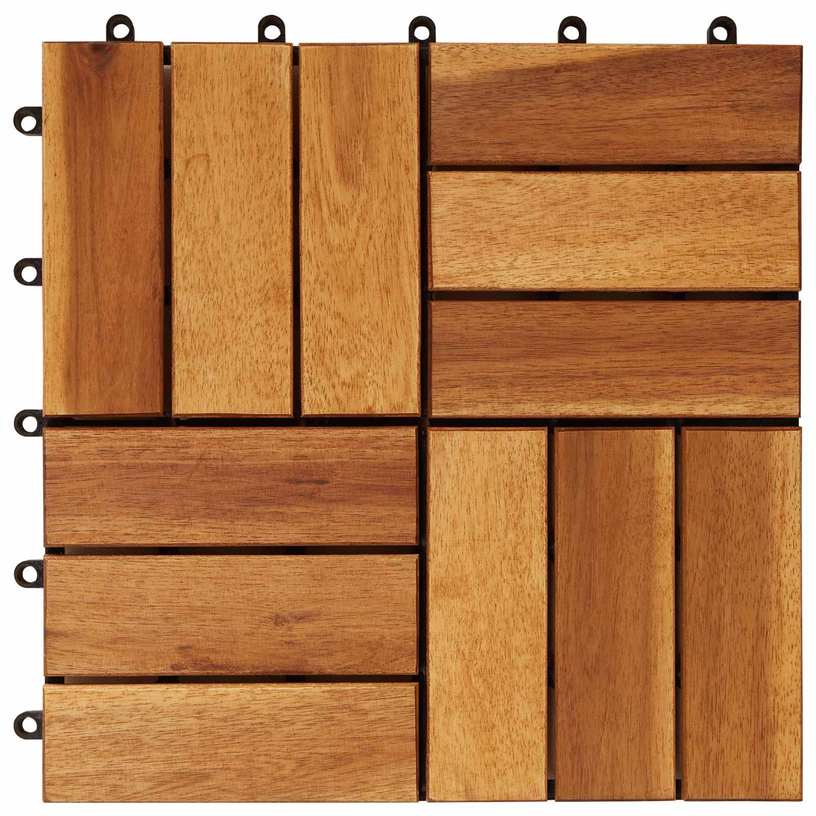 vidaXL Πλάκα Κατασκευής 10 τεμ. Καφέ 30 x 30 cm Ξύλο Ακακίας - Image 4