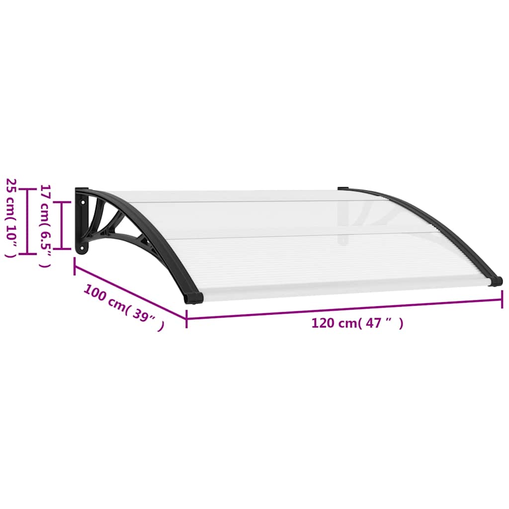 vidaXL Στέγαστρο Πόρτας 120 x 100 εκ. Πολυανθρακικό - Image 8