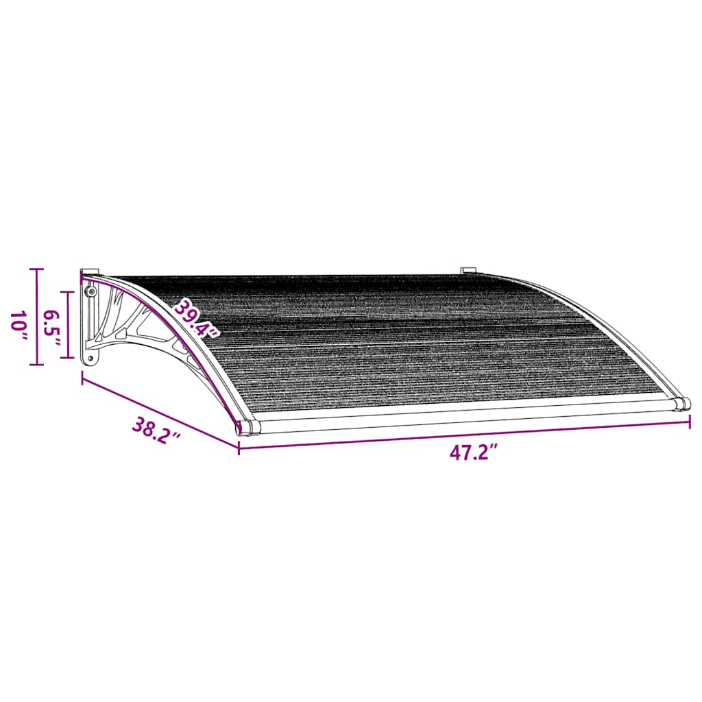 vidaXL Στέγαστρο Πόρτας 120 x 100 εκ. Πολυανθρακικό - Image 9