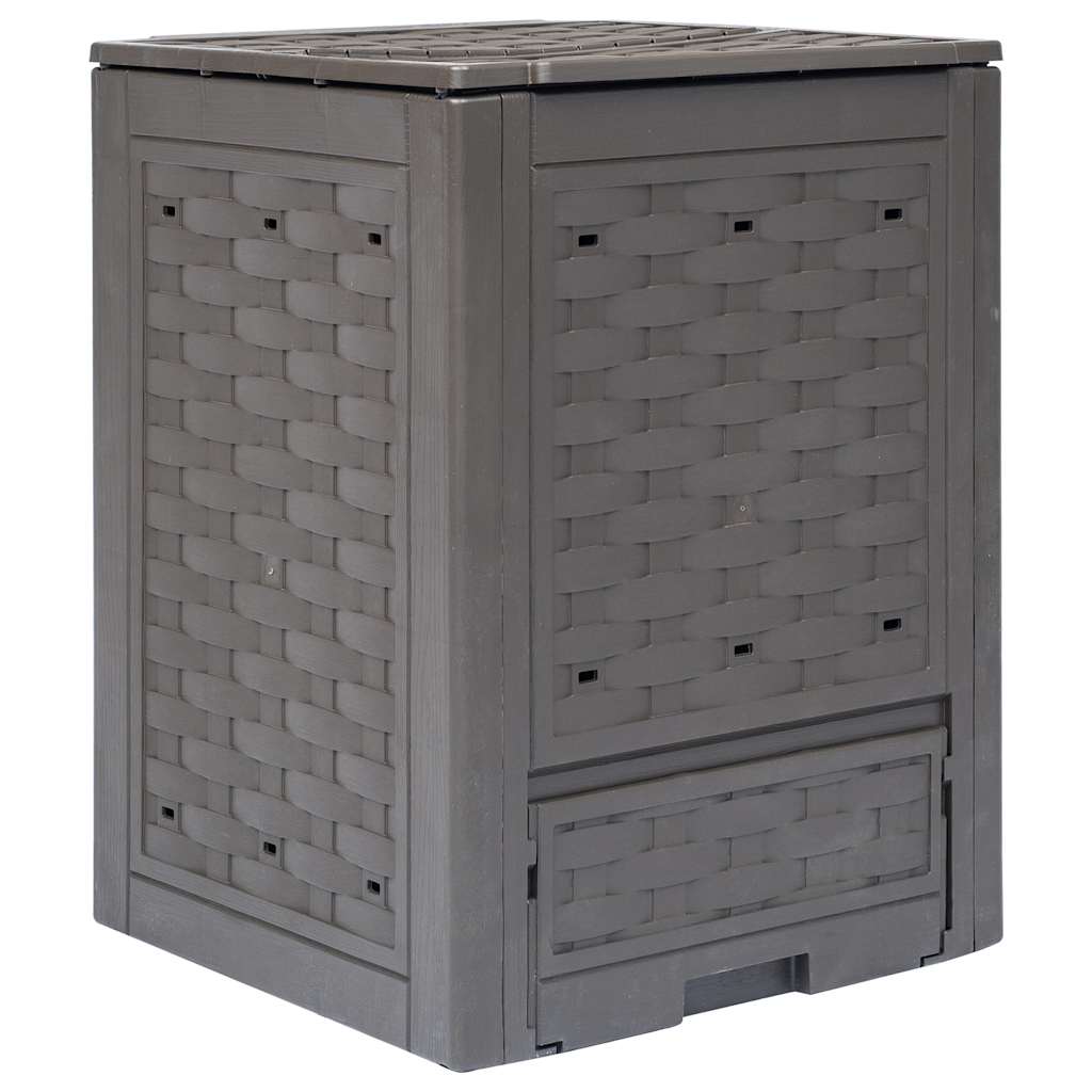 vidaXL Κομποστοποιητής Κήπου Καφέ 60x60x83 εκ. 300 L Πλαστικό Ρατάν