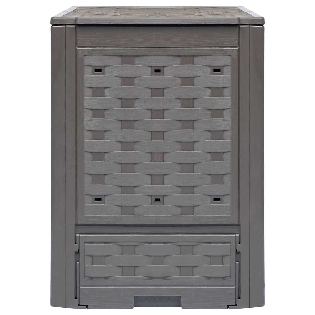 vidaXL Κομποστοποιητής Κήπου Καφέ 60x60x83 εκ. 300 L Πλαστικό Ρατάν - Image 2