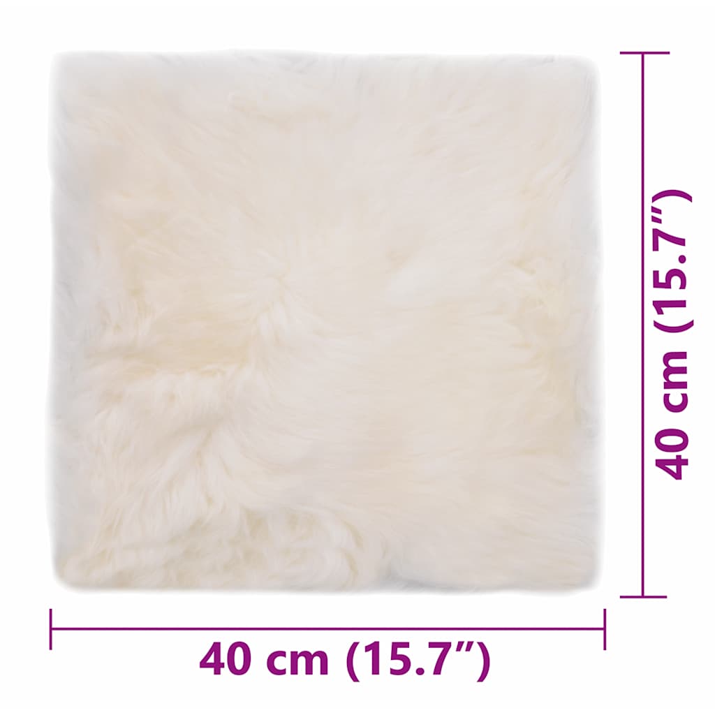 vidaXL Μαξιλάρια Καρέκλας 2 τεμ. Λευκά 40x40 εκ. Γνήσιο Δέρμα Προβάτου - Image 6