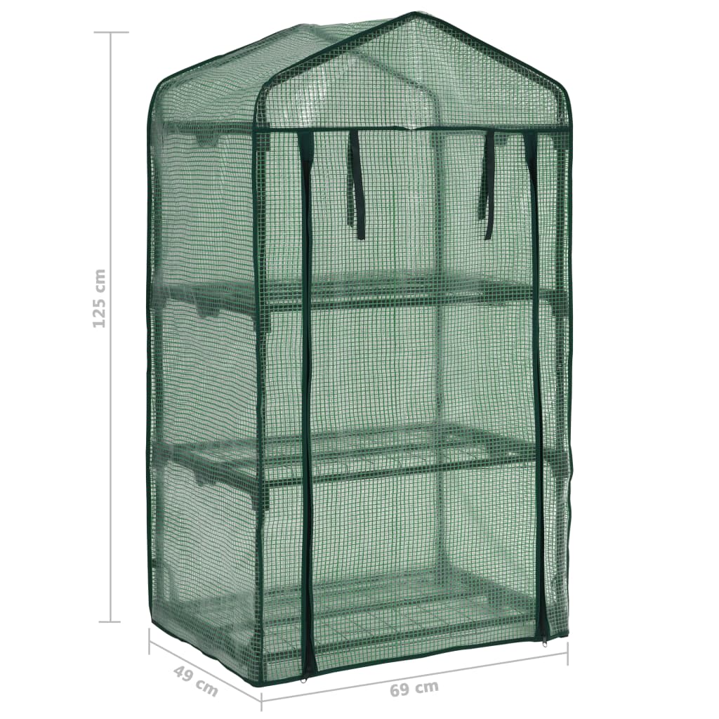 vidaXL Μίνι Θερμοκήπιο με 3 Ράφια 69 x 49 x 125 εκ. - Image 8