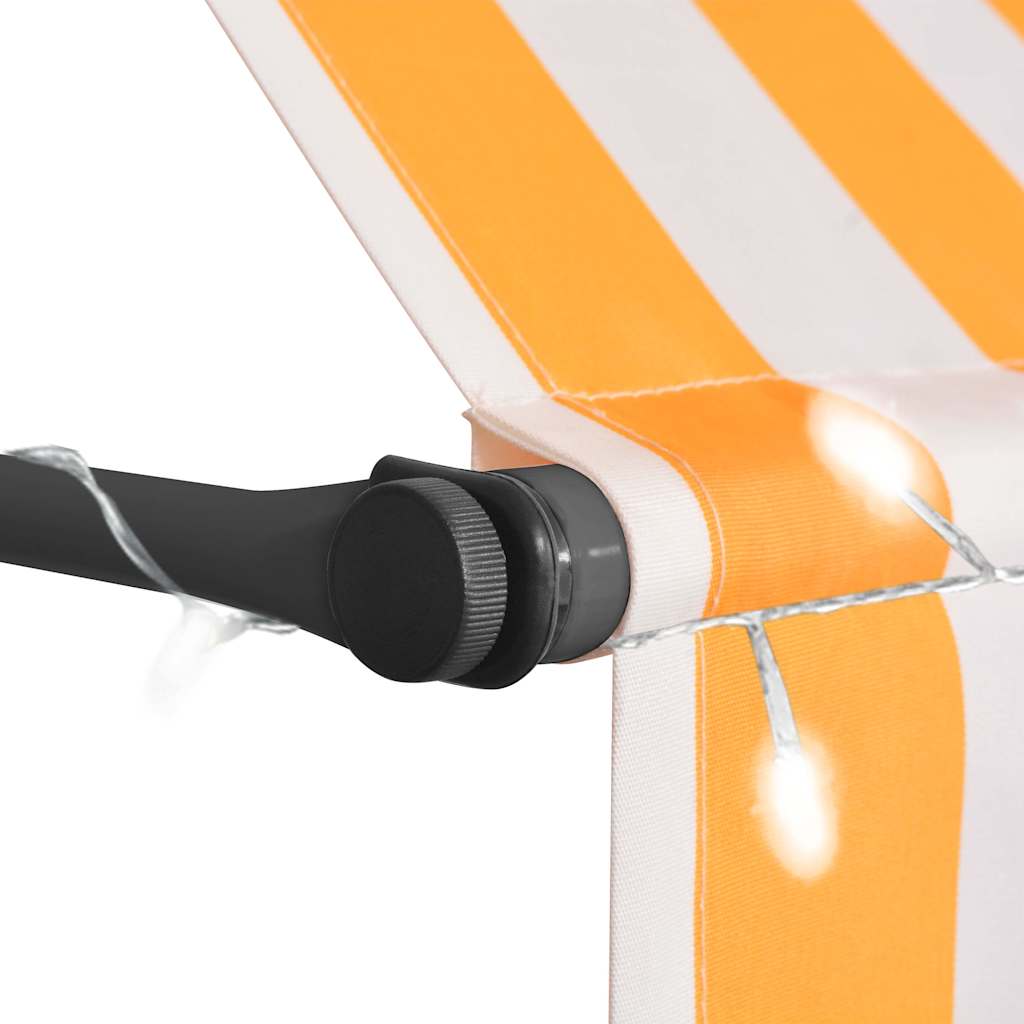 vidaXL Τέντα Συρόμενη Χειροκίνητη με LED Λευκό / Πορτοκαλί 150 εκ. - Image 5
