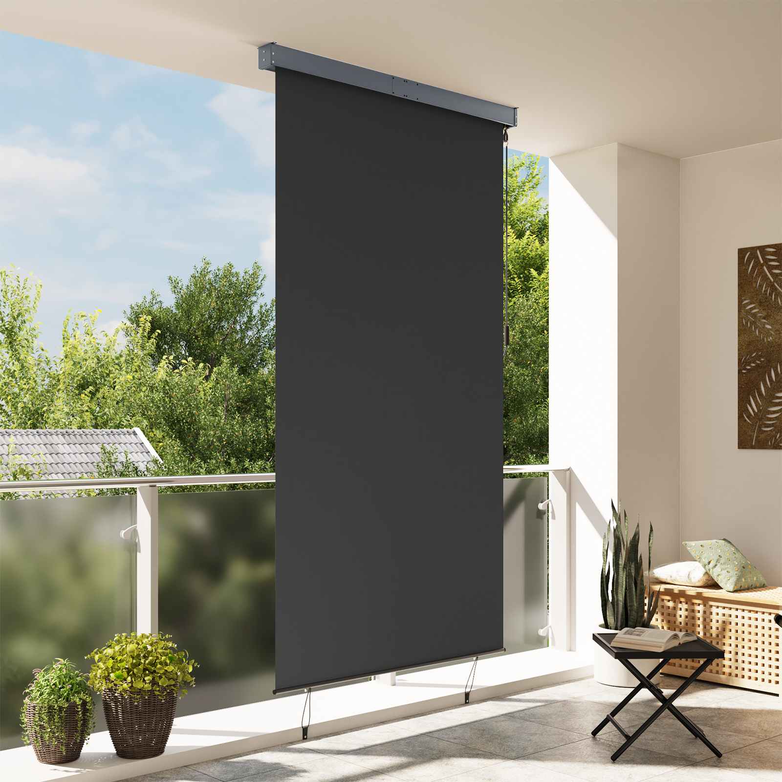 vidaXL Στόρι Σκίασης Ρόλερ Εξωτερικού Χώρου Ανθρακί 140 x 250 εκ. - Image 3