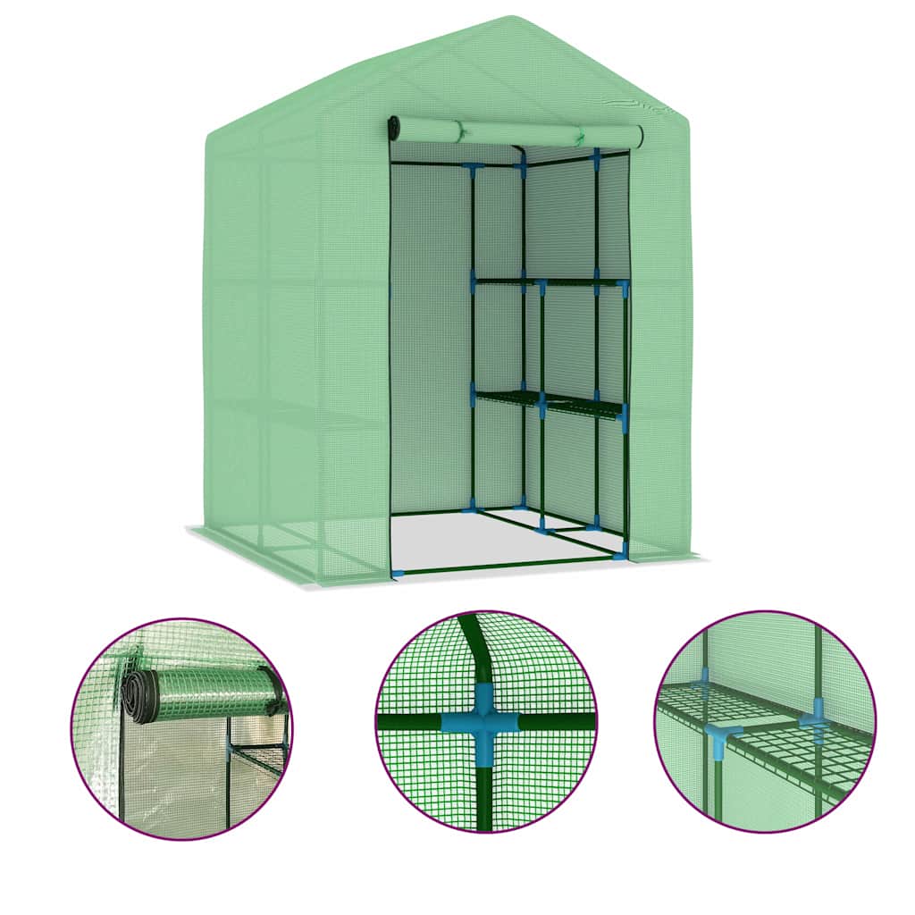 vidaXL Θερμοκήπιο με Ράφια 143 x 143 x 195 εκ. από Ατσάλι - Image 2