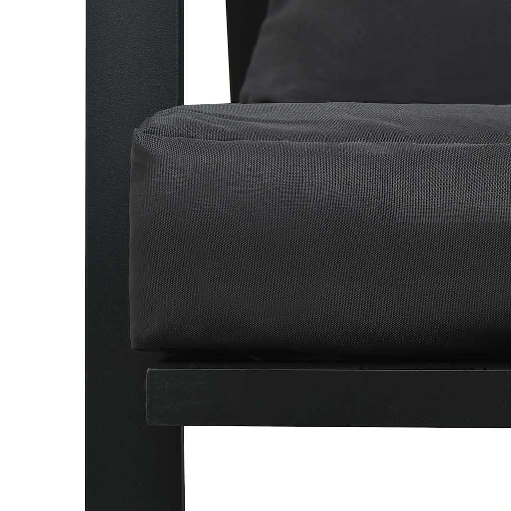 vidaXL Σαλόνι Κήπου 4 Τεμαχίων Σκούρο Γκρι Αλουμινίου με Μαξιλάρια - Image 12