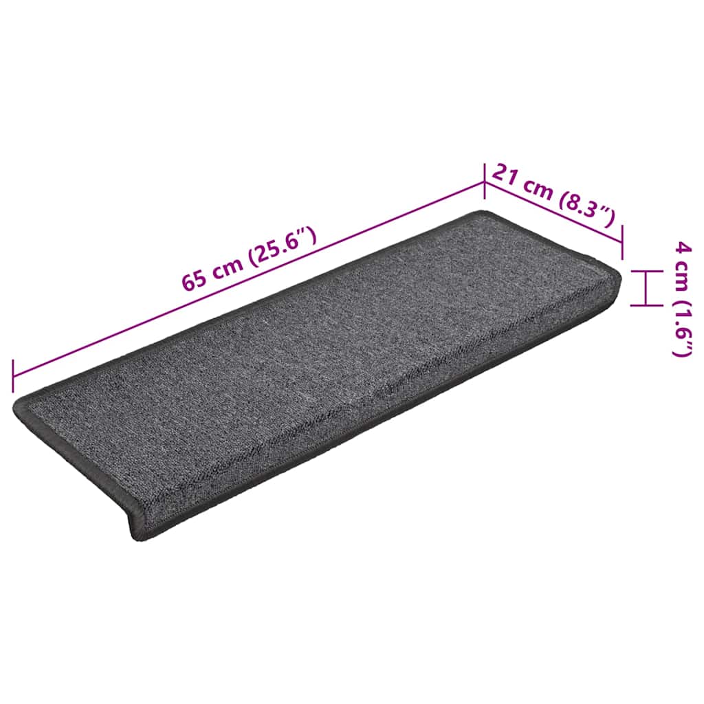 vidaXL Πατάκια Σκαλοπάτια 15 τεμ. Σκούρο Γκρι 65x21x4 εκ. με Ορθογώνια Άκρη - Image 8