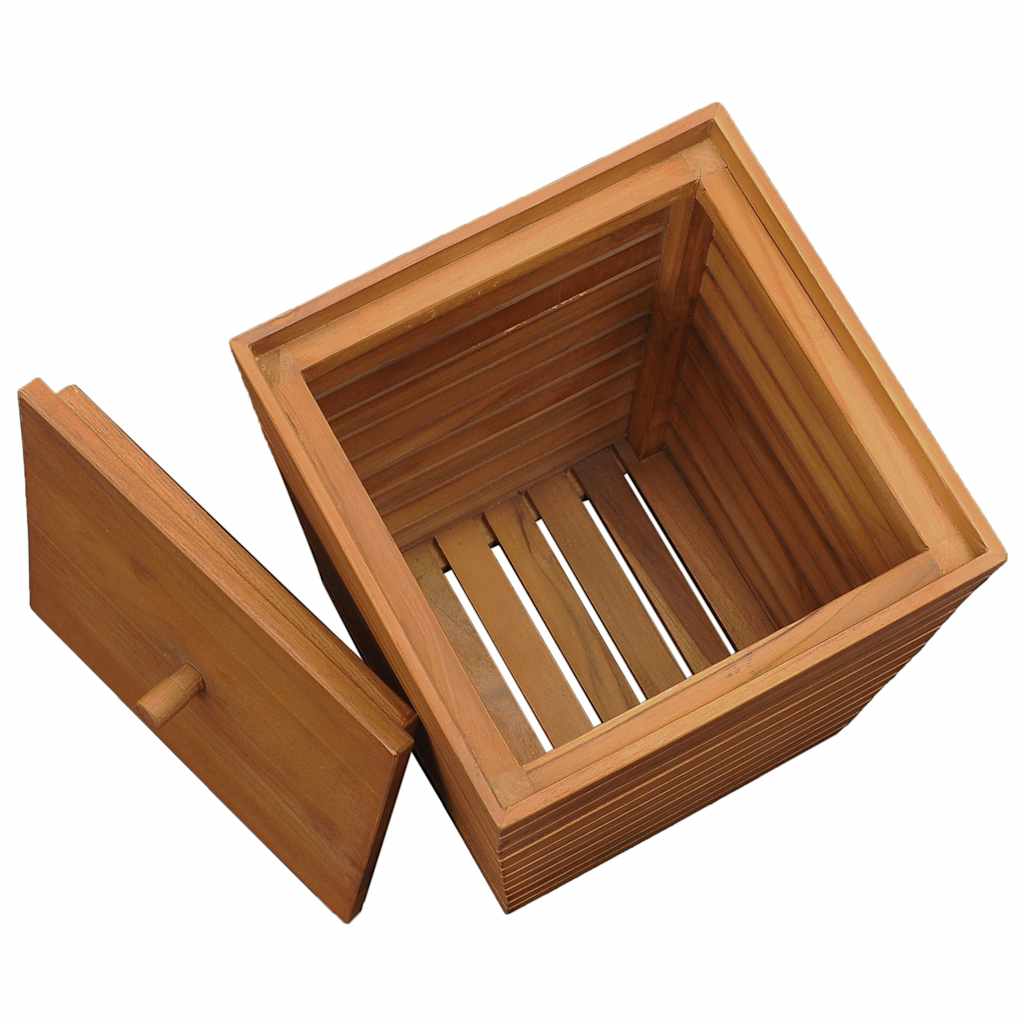 vidaXL Καλάθι Απλύτων 30 x 30 x 45 εκ. από Μασίφ Ξύλο Teak - Image 5