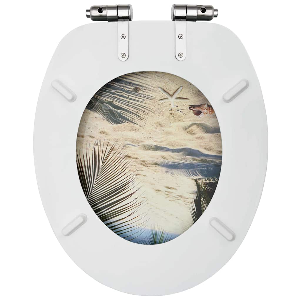 vidaXL Κάλυμμα Λεκάνης με Καπάκι Soft Close Σχέδιο Παραλία από MDF - Image 3