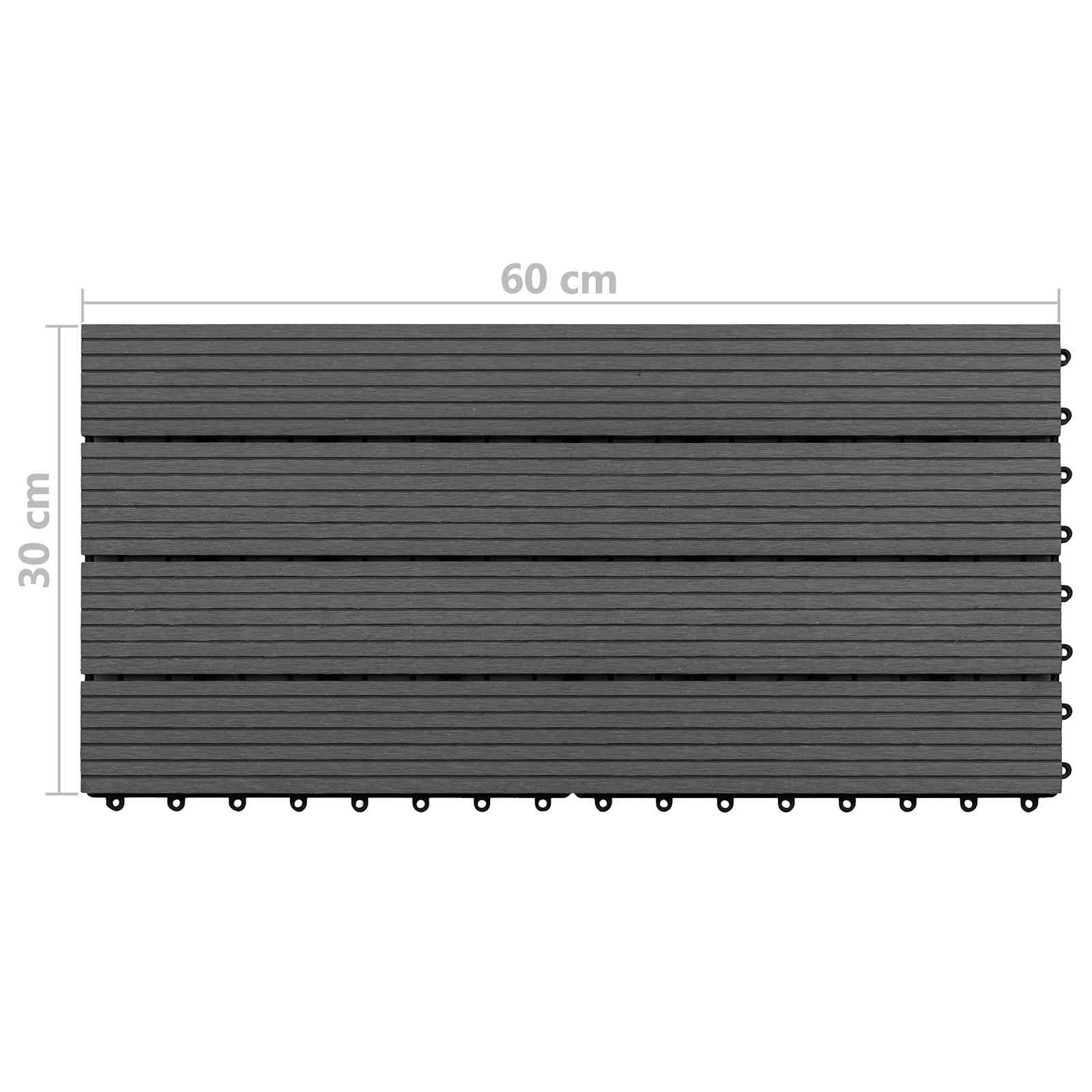 vidaXL Πλάκα Κατασκευής 6 τεμ. Μαύρο 60 x 30 cm WPC - Image 6