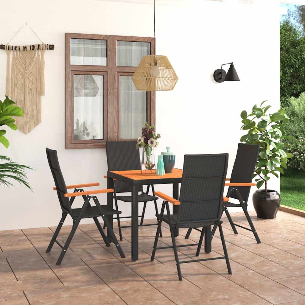 vidaXL Σετ Τραπεζαρίας Κήπου 5 Τεμαχίων Μαύρο και Καφέ