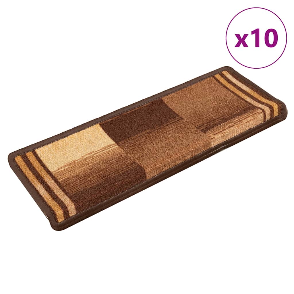 vidaXL Πατάκια Σκάλας Αυτοκόλλητα 10 τεμ. Καφέ 65x21x4 εκ. - Image 2