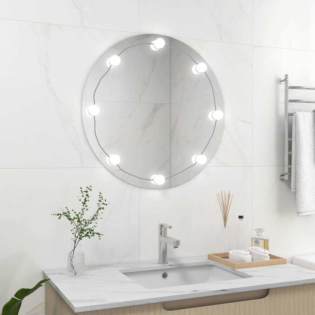 vidaXL Καθρέφτης Τοίχου Στρόγγυλος με Φωτισμό LED Γυάλινος - Image 3