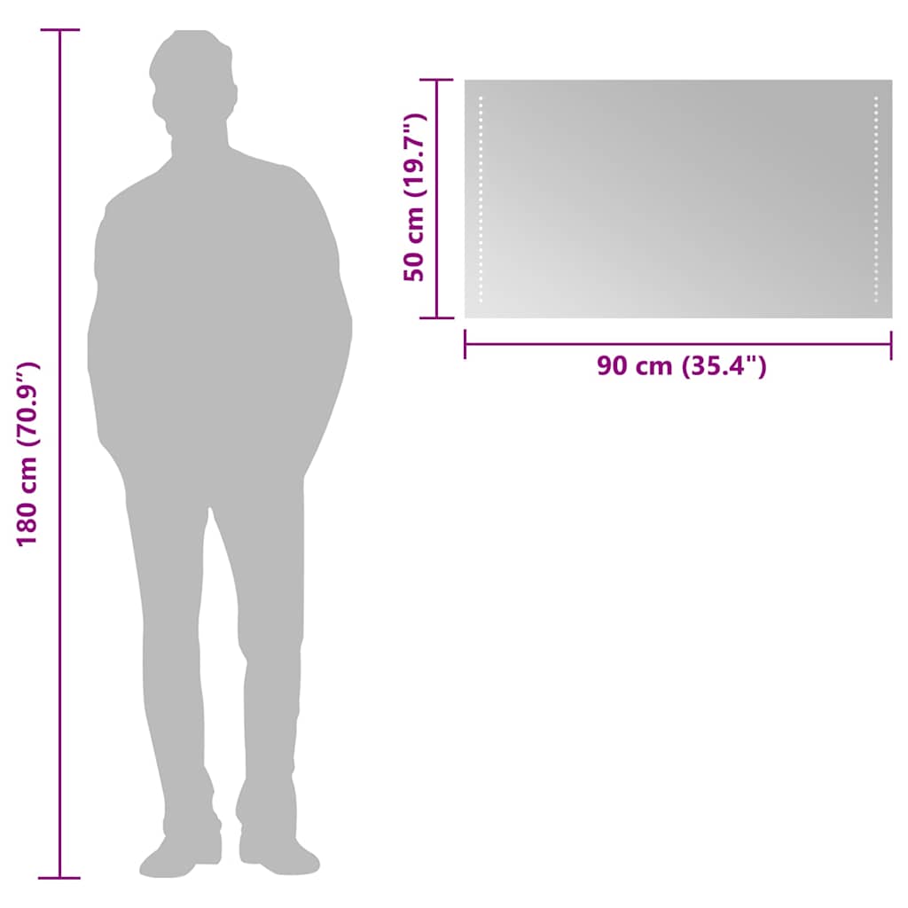 vidaXL Καθρέφτης Μπάνιου με LED 90x50 εκ. - Image 10