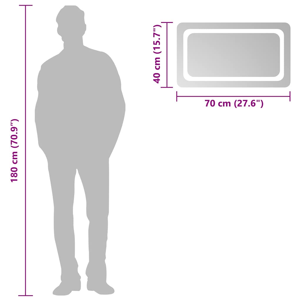 vidaXL Καθρέφτης Μπάνιου με LED 70x40 εκ. - Image 6